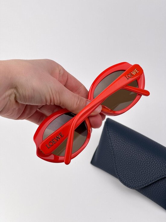 Loewe LW40147F 42E Oval Sunglasses – Shiny Orange / Brown